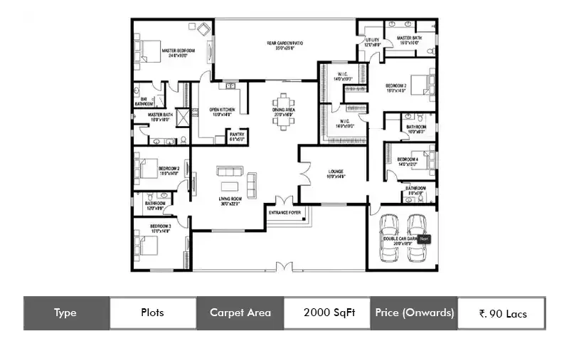 Sugee Verandas Plots floor plan, 2000 sq ft carpet area